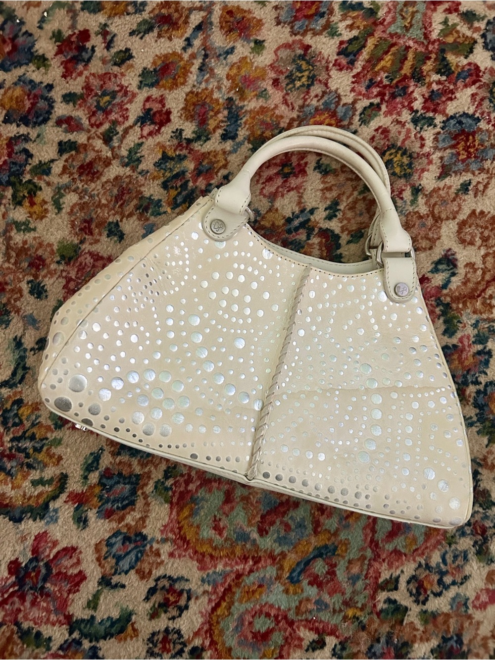 Donald J. Pliner Iridescent Cream Studded Shoulder Bag